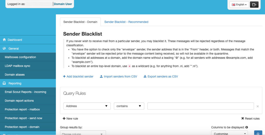 Blacklist Sender