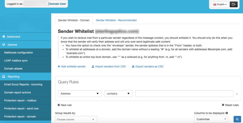 Whitelist Sender