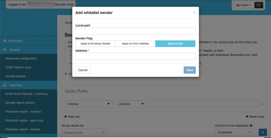 Whitelist Sender